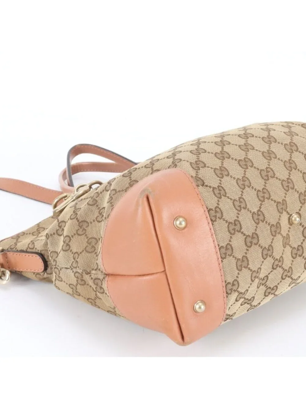Gucci GG Canvas Heart Bit Leather 2-Way Shoulder Bag Crossbody Tote Brown - Picture 5 of 11